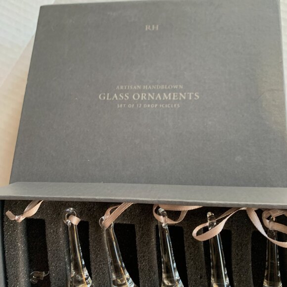 Restoration Hardware 12 hand-blown icicle drop mini Christmas ornaments - Picture 8 of 8